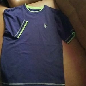 Polo blue with green trim youth tshirt